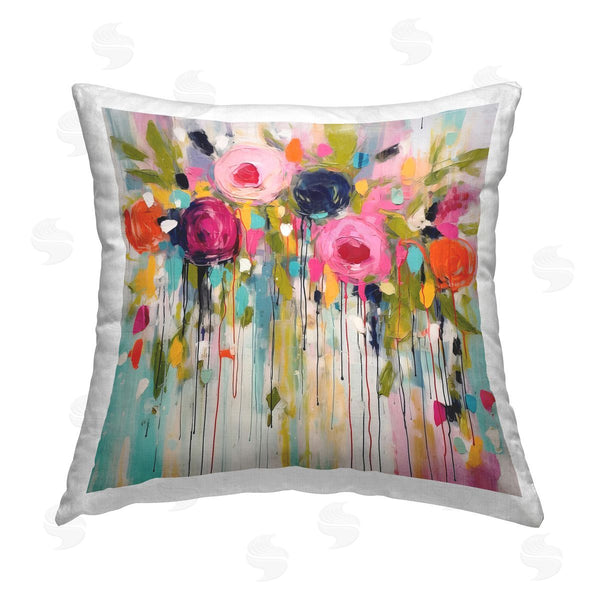 stupell industries Irena Orlov | Paint Drip Roses Printed Throw Pillow