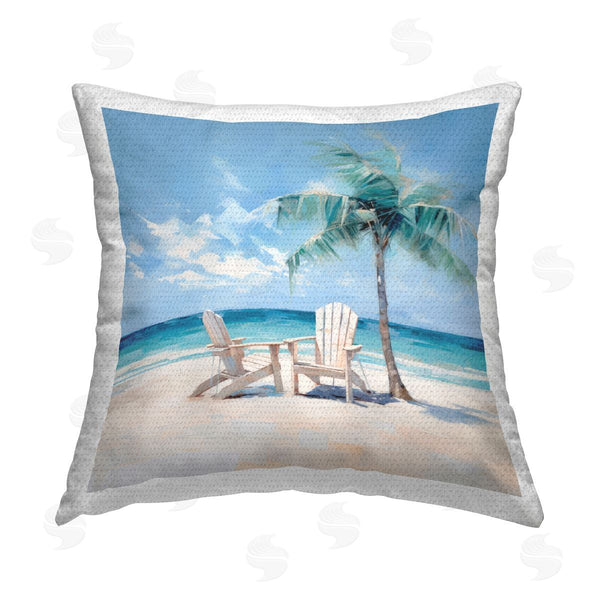 Stupell Industries Irena Orlov | Palm Over Beach Chairs Printed Throw Pillow