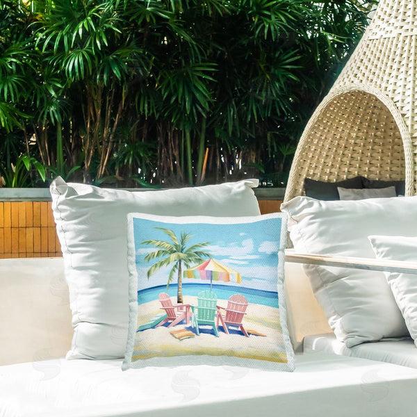Stupell Industries Irena Orlov | Pastel Beach Chairs Printed Throw Pillow