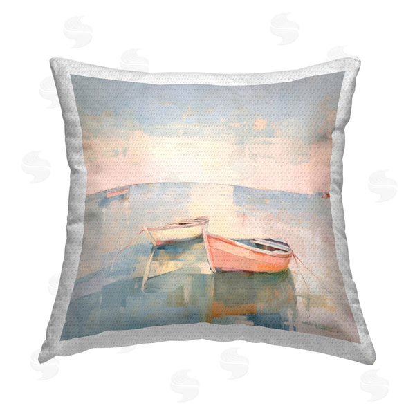 Stupell Industries Irena Orlov | Pastel Docked Boats Printed Throw Pillow