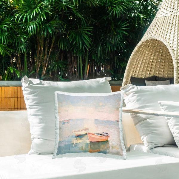 Stupell Industries Irena Orlov | Pastel Docked Boats Printed Throw Pillow