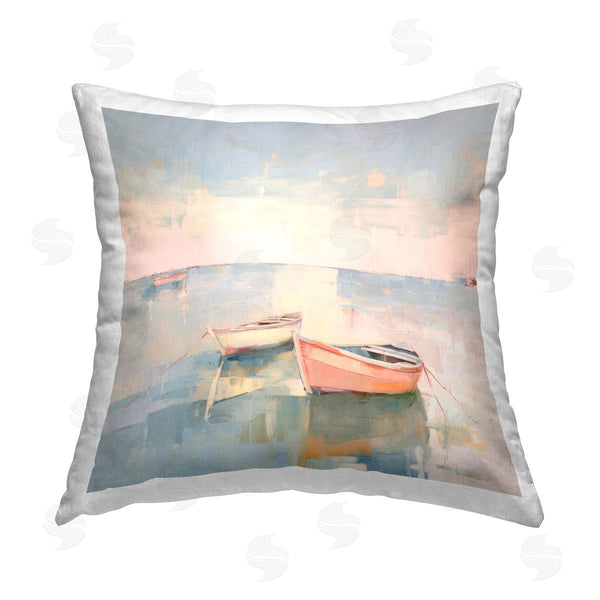 stupell industries Irena Orlov | Pastel Docked Boats Printed Throw Pillow