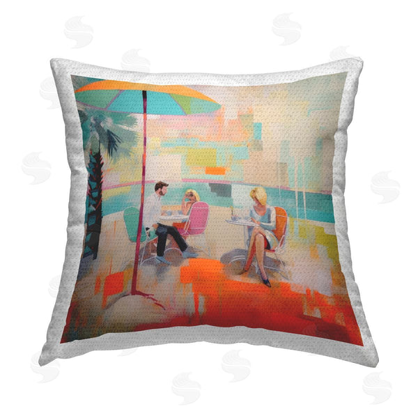 Stupell Industries Irena Orlov | People At Beach Cafe Printed Throw Pillow
