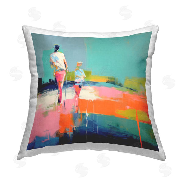 stupell industries Irena Orlov | People Golfing Abstraction Printed Throw Pillow