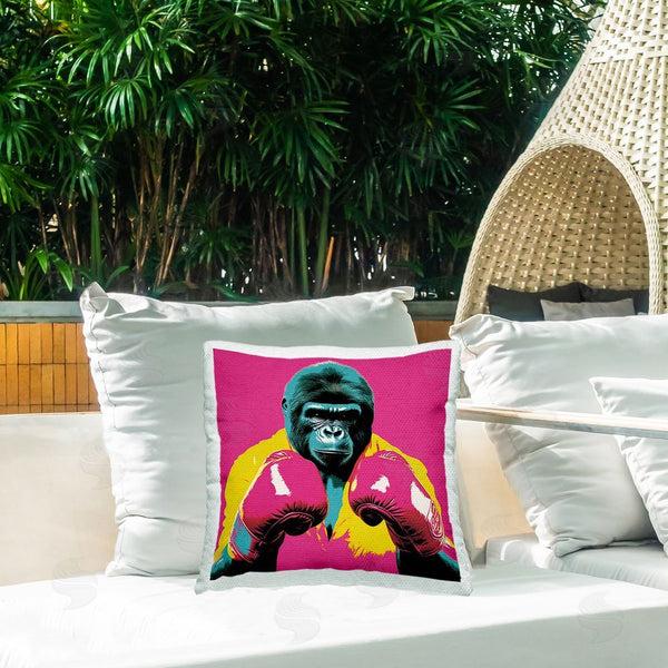 Stupell Industries Irena Orlov | Pink Boxing Ape Printed Throw Pillow