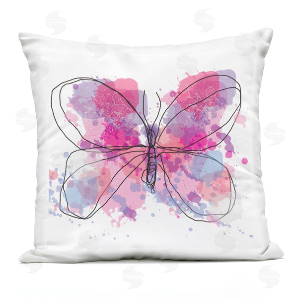Stupell Industries Irena Orlov | Pink Butterfly Doodle Lines Printed Throw Pillow