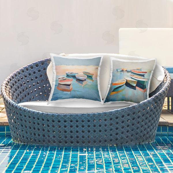 Stupell Industries Irena Orlov | Reflecting Boats On Shore Printed Throw Pillow Set