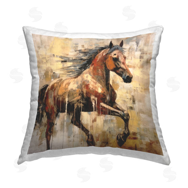 stupell industries Irena Orlov | Rustic Brown Horse Printed Throw Pillow