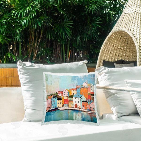 Stupell Industries Irena Orlov | Sea Town Harbor Printed Throw Pillow