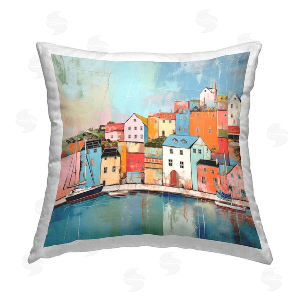 stupell industries Irena Orlov | Sea Town Harbor Printed Throw Pillow