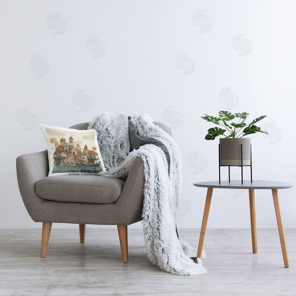 Stupell Industries Irena Orlov | Seaside Urban Town Printed Throw Pillow