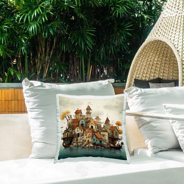 Stupell Industries Irena Orlov | Seaside Urban Town Printed Throw Pillow