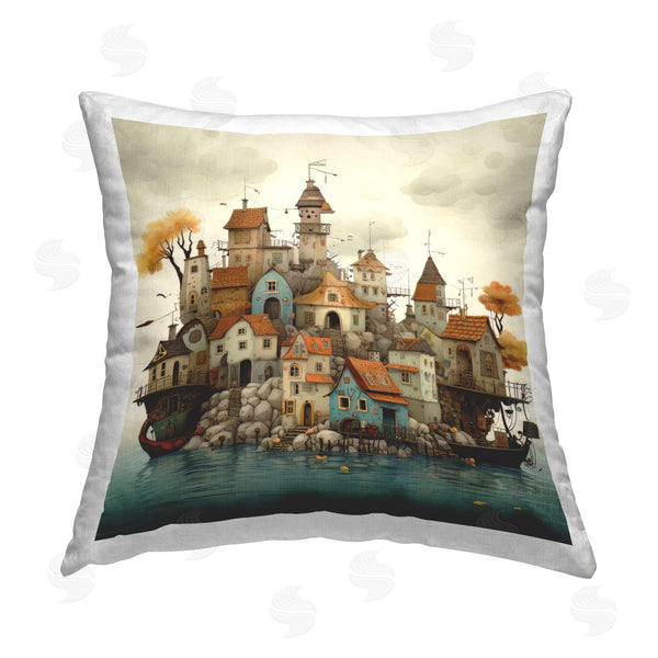 stupell industries Irena Orlov | Seaside Urban Town Printed Throw Pillow