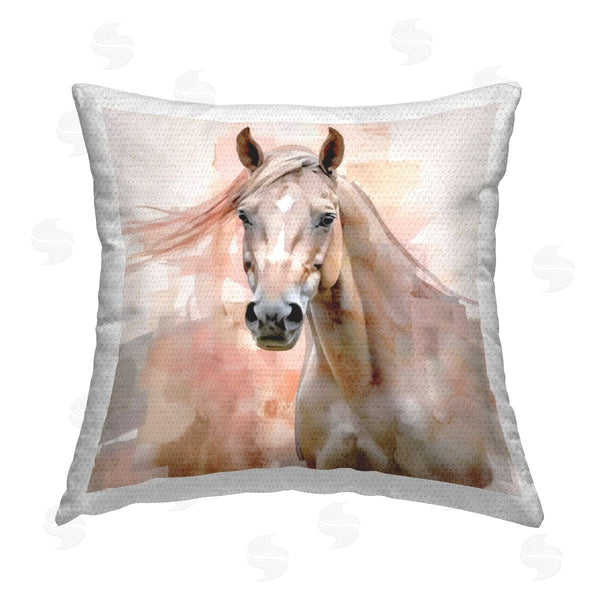 Stupell Industries Irena Orlov | Subtle Grey Horse Printed Throw Pillow