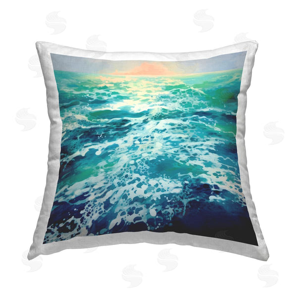 stupell industries Irena Orlov | Sunset over Crashing Sea Printed Throw Pillow