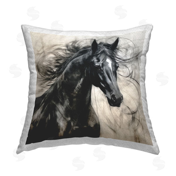 Stupell Industries Irena Orlov | Swirling Horse Portrait Printed Throw Pillow