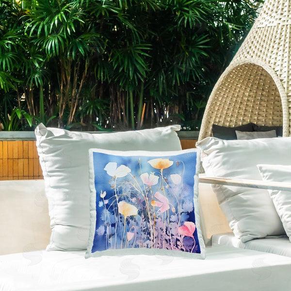 Stupell Industries Irena Orlov | Tranquil Blue Flowers Printed Throw Pillow