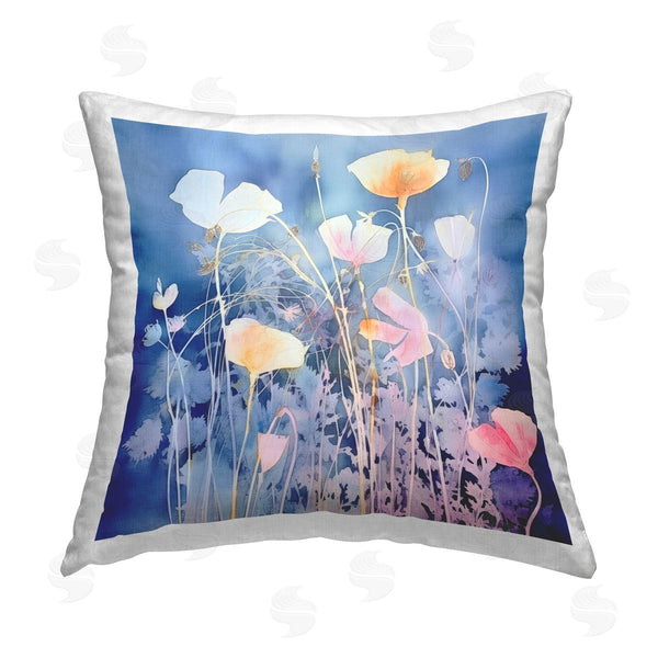 stupell industries Irena Orlov | Tranquil Blue Flowers Printed Throw Pillow