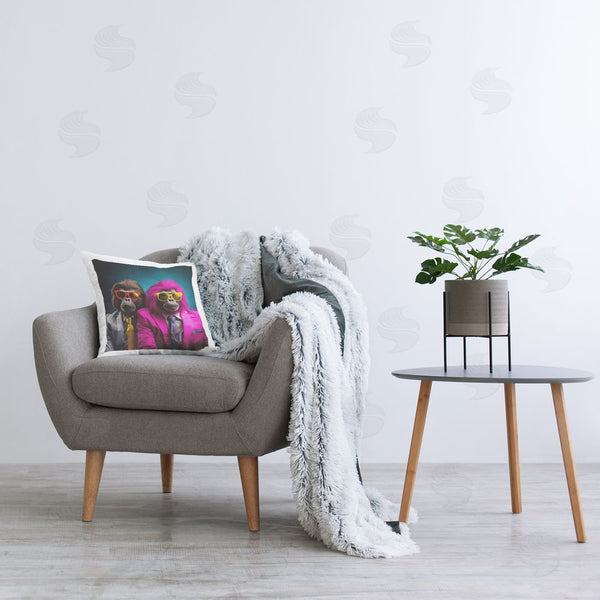 Stupell Industries Irena Orlov | Trendy Fashion Monkeys Printed Throw Pillow