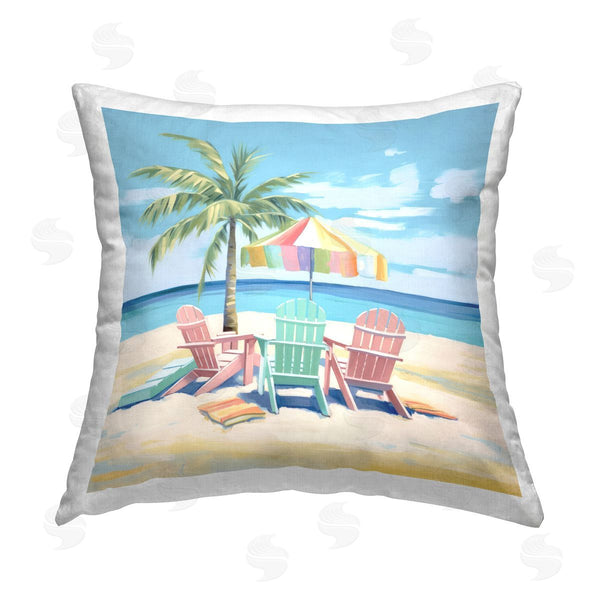 stupell industries Irena Orlov | Tropical Beach Chairs Printed Throw Pillow