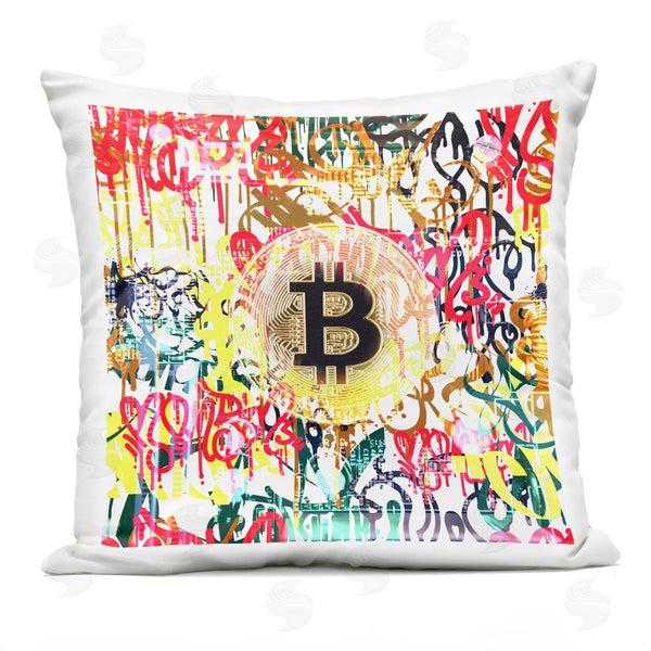 Stupell Industries Irena Orlov | Urban Bitcoin Graffiti Printed Throw Pillow