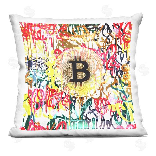 stupell industries Irena Orlov | Urban Bitcoin Graffiti Printed Throw Pillow