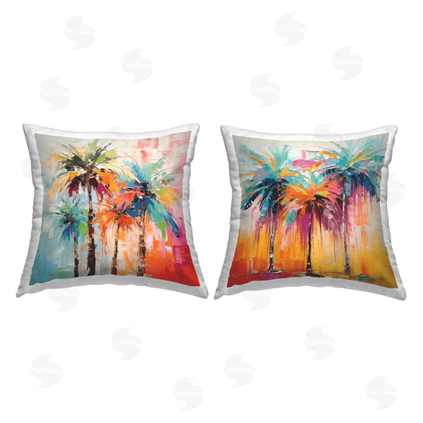 stupell industries Irena Orlov | Vivid Hued Palm Trees Printed Throw Pillow Set