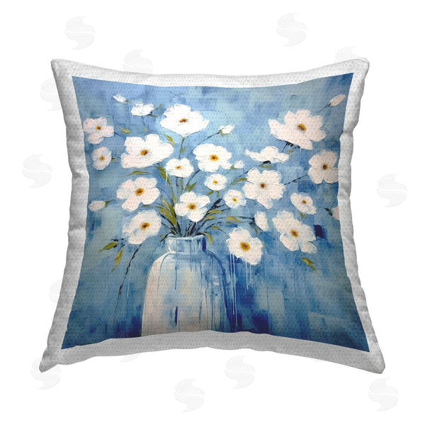 Stupell Industries Irena Orlov | White Blooms With Paint Drip Printed Throw Pillow