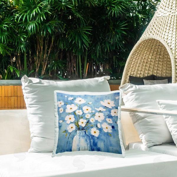 Stupell Industries Irena Orlov | White Blooms With Paint Drip Printed Throw Pillow