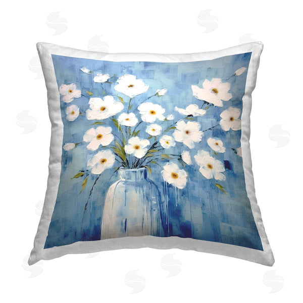 stupell industries Irena Orlov | White Blooms with Paint Drip Printed Throw Pillow