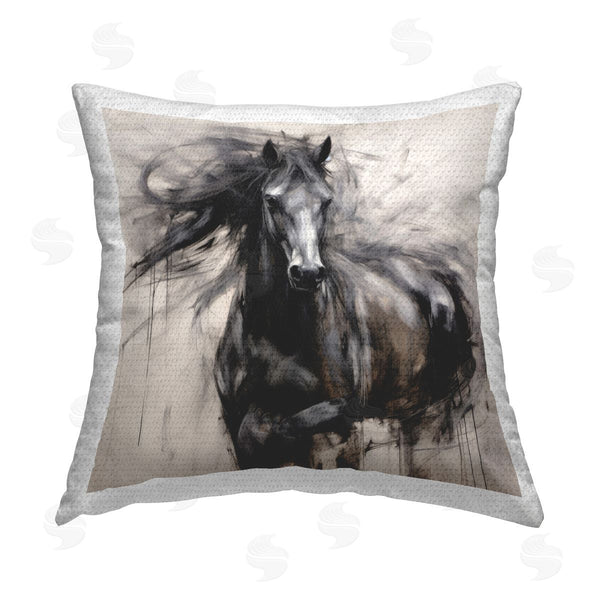 Stupell Industries Irena Orlov | Windblown Black Horse Printed Throw Pillow