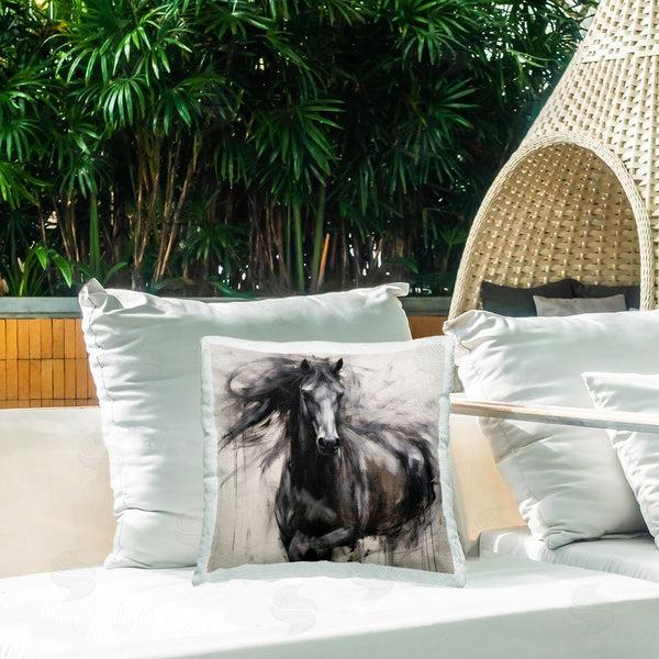 Stupell Industries Irena Orlov | Windblown Black Horse Printed Throw Pillow