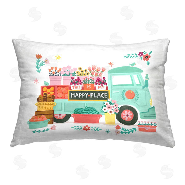 stupell industries Irene Chan | Happy Place Flower Truck Printed Throw Pillow