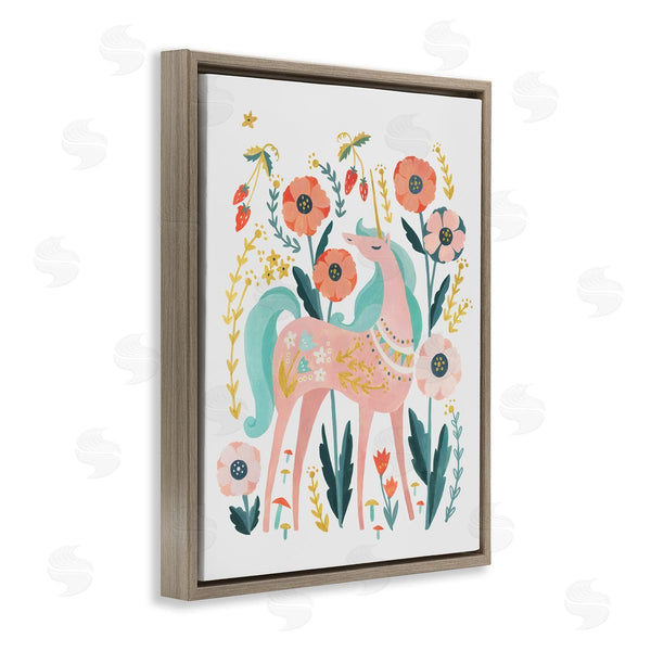 Stupell Industries Irene Chan | Pink Unicorn With Florals
