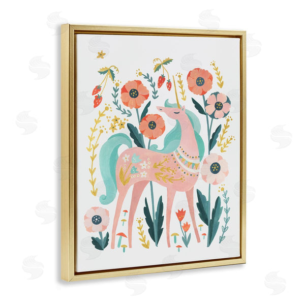 Stupell Industries Irene Chan | Pink Unicorn With Florals