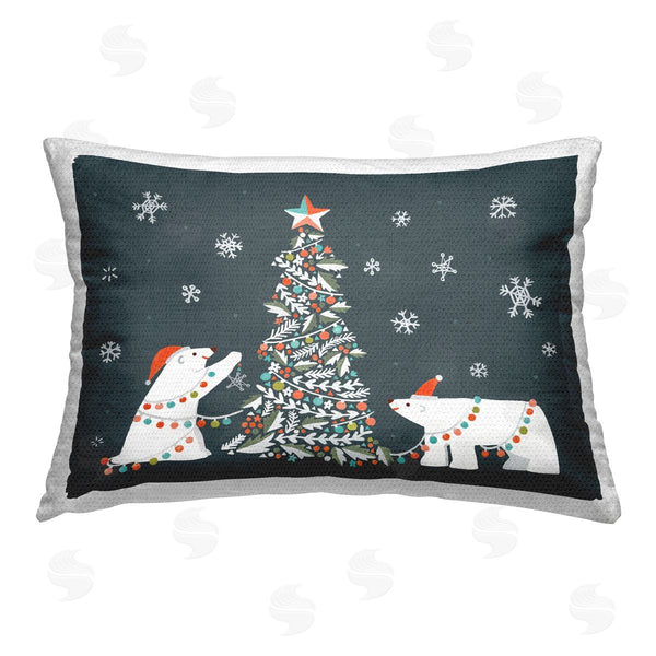 Stupell Industries Irene Chan | Polar Bears With Christmas Tree Printed Throw Pillow
