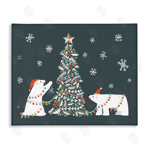 stupell industries Irene Chan | Polar Bears with Christmas Tree Wall Art