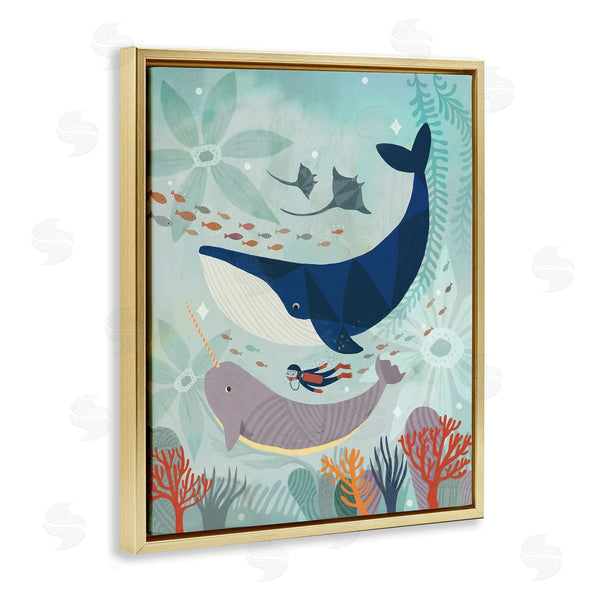 Stupell Industries Irene Chan | Scuba Diver Among Whales