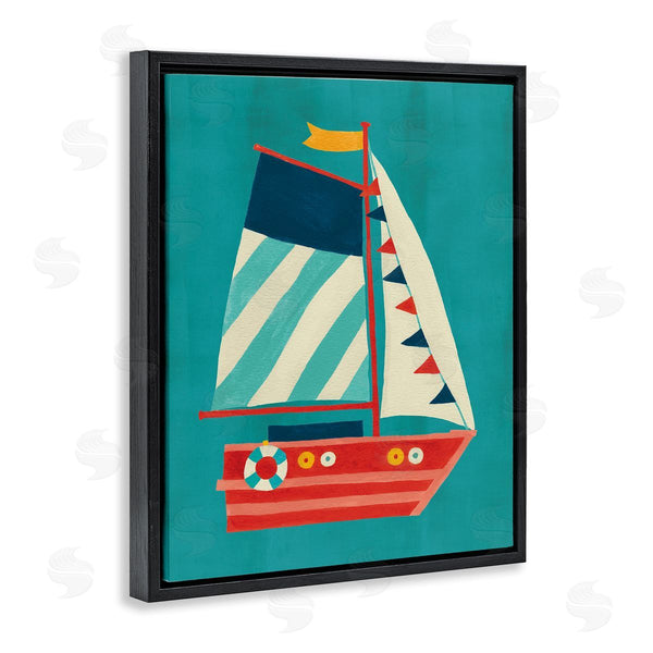 Stupell Industries Irene Chan | Striped Sailboat On Blue