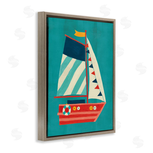 Stupell Industries Irene Chan | Striped Sailboat On Blue