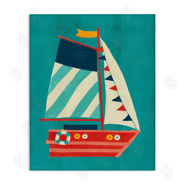stupell industries Irene Chan | Striped Sailboat on Blue