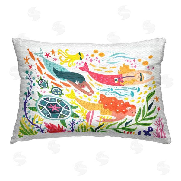 Stupell Industries Irene Chan | Underwater Swimming Mermaids Printed Throw Pillow