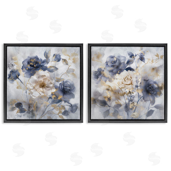 Stupell Industries Irene Weisz | Blue & Gold Accented Roses