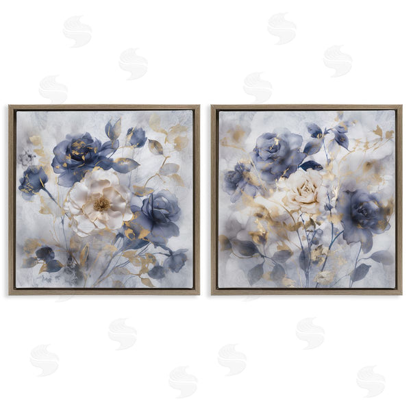 Stupell Industries Irene Weisz | Blue & Gold Accented Roses