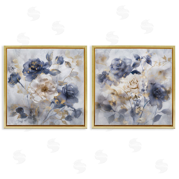 Stupell Industries Irene Weisz | Blue & Gold Accented Roses