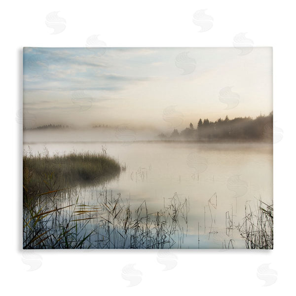 stupell industries Irene Weisz | Misty Marsh Wetland Landscape Tall Grass Distant Forest Wall Art