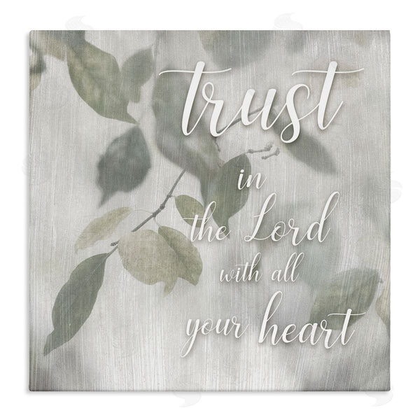 stupell industries Irene Weisz | Trust The Lord Motivating Religious Quote Botanical Leaves Wall Art