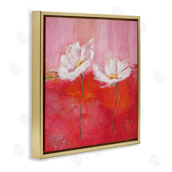 Stupell Industries Isabelle Herbert | White Daisies Abstract Red Pink