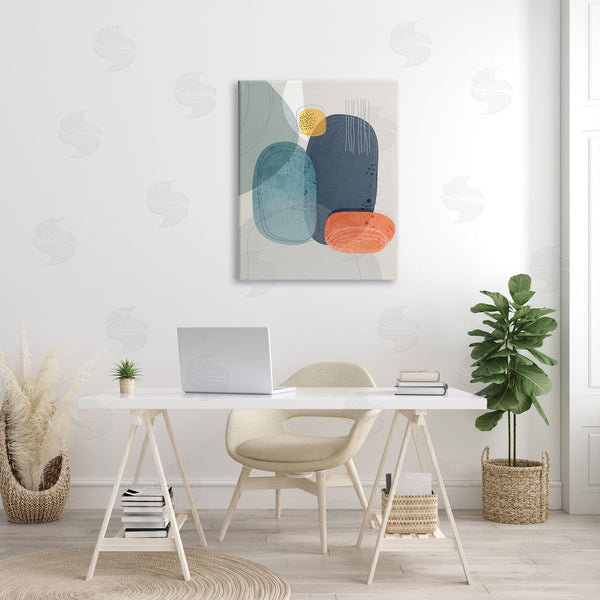 Stupell Industries Ishita Banerjee | Retro Stone Abstraction Deco Inspired Dotted Linework Wall Art