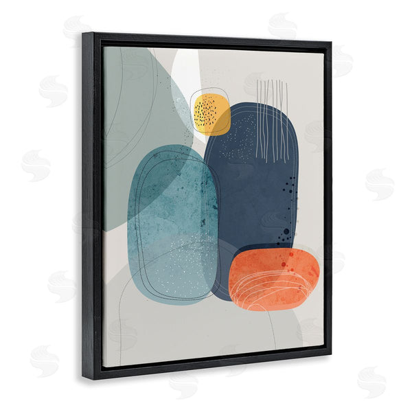 Stupell Industries Ishita Banerjee | Retro Stone Abstraction Deco Inspired Dotted Linework Wall Art